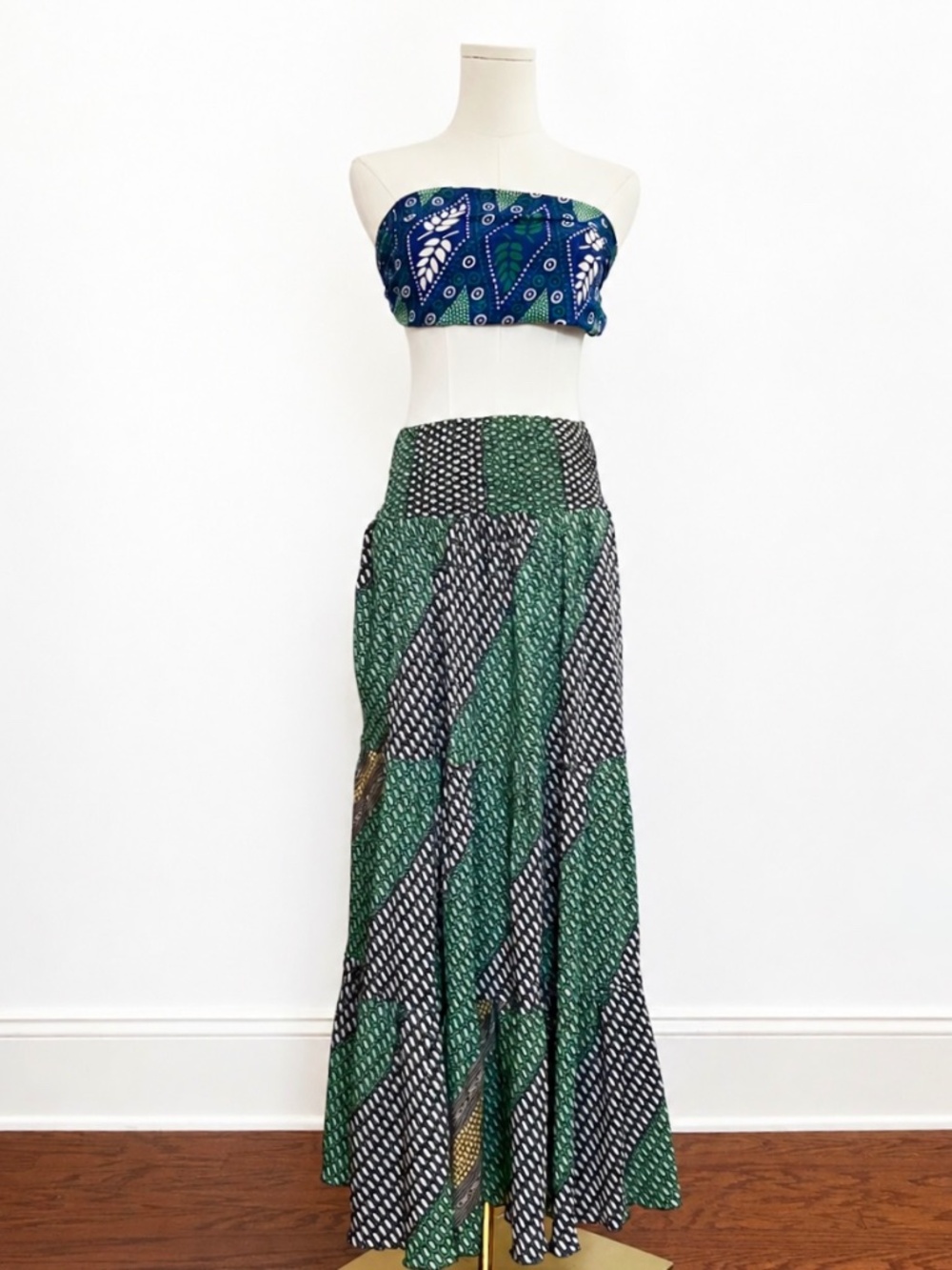 Karma Highway One Size Patchwork Maxi Skirt Boho Festival Tiered Whimsigoth